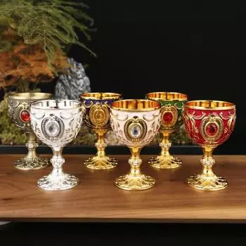 Embossed Wine Glasses -encrusted Chalice Drink Cup Goblet Party Style D