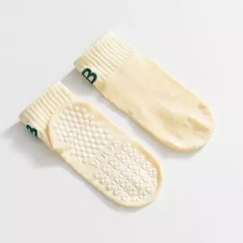 Embroider Letter Yoga Socks Non Slip Professional Women s Indoor Fitness Socks Room Socks Adult Pilates Socks Light yellow