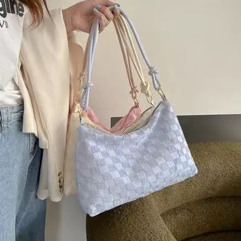 Embroidered Canvas Bag for Women Summer New Trendy Underarm Bag Versatile Ins Large Capacity Single-shoulder Handbag