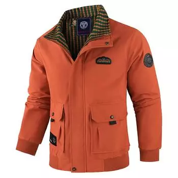 Embroidered Collar Jacket Jacket Men s Jacket Handsome Casual Hooded Jacket with Multiple Pockets. XS