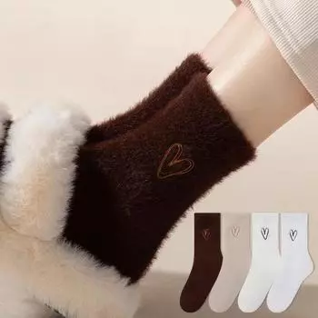 Embroidered Medium Length Socks Women s Autumn Fashion Love Fresh Sweat Absorbing Breathable Black White Girl Socks One Size белый