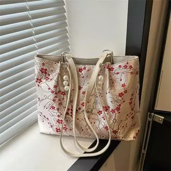 Embroidery bag women s 2025 trendy tote bag versatile large-capacity shoulder handbag шампанского