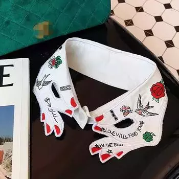 Вышитый фальшивый воротник женские съемные воротники кружевной галстук винтажный съемный воротник ложный воротник лацкан блузка топ женская одежда