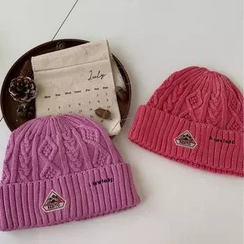 Embroidery Fashion Knitted Hat Women s Autumn and Winter Casual Warm Solid Color Versatile Big Head Circumference Baotou Hat Wool Hat Tide M56-58cm арбуз красный