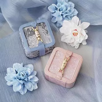 Embroidery Jewelry Packing Box Flower Jewelry Display Box Multi-function Rings Holder Gift розовый