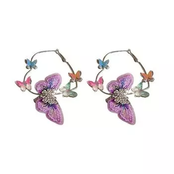 Embroidery Metal Earrings Zinc Zinc Alloy Rhinestone Eardrops Fashionable Dangle Earrings Lady butterfly