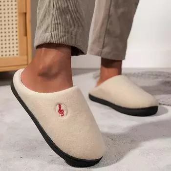 Зимние тапочки с вышивкой и плюшевой подкладкой, женские удобные нескользящие плоские домашние туфли, женские теплые хлопковые тапочки с мягкой подошвой, обувь для влюбленных 36-37