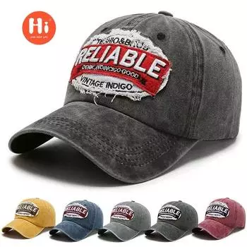 Embroidery RELIABLE washed cotton baseball cap men s splicing baseball cap Korean version чёрный