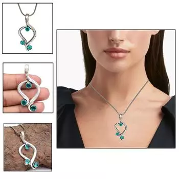 Emerald Garnet Gemstone Women s Gift For Her Silver Jewelry Pendant 2