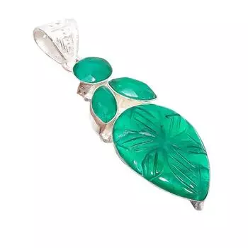 Emerald Gemstone Handmade 925 Sterling Silver Jewelry Pendant 2.48 AH-5187 2.17 зелёный