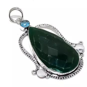 Emerald Natural Blue Topaz 925 Sterling Silver Jewelry Pendant 3.35 c9n57
