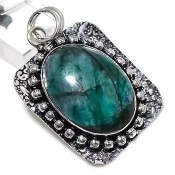 Emerald Natural Gemstone Handmade 925 Sterling Silver Pendant 2.09 h8N17
