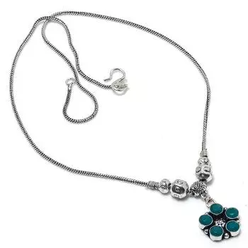 Emerald Natural Gemstone Handmade Christmas Gift Jewelry Necklace 18 T6L77