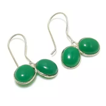 Изумрудный натуральный драгоценный камень ручной работы подарок на Новый год ювелирные изделия серьги 1.18 c1r78