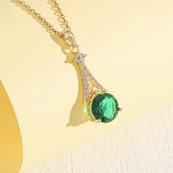 Emerald Necklace Women S Retro Versatile Temperament Inlaid Gemstone Set Accessories