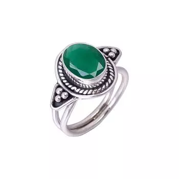 Emerald Simulated Designer Handmade Oxidised 925 Sterling Silver Ring V2991, Green Ring, Oval Ring, Valentin s Day Gift, Gift For Her, Birthday Gift,
