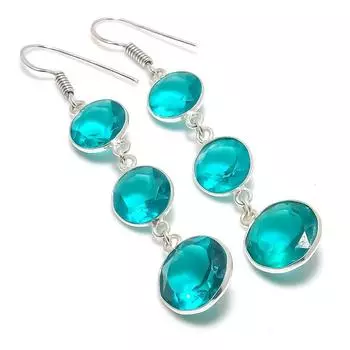 Изумрудный натуральный драгоценный камень ручной работы подарок на Новый год ювелирные изделия серьги 2.64 G5q53