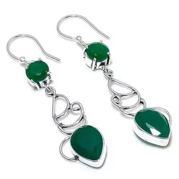 Emerald(Simulated) Gemstone Handmade New Year Gift Jewelry Earring 2.56 b6D80