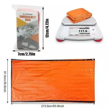Emergency Sleeping Bag Portable Reusable Warm Survival Sleeping Bag Thickened Waterproof Insulated Lifesaving Blanket оранжевый