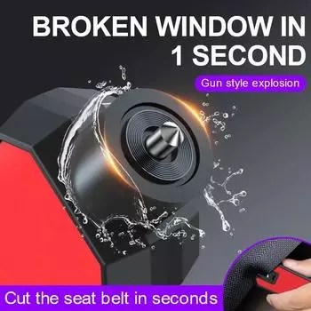 Emergency Window Breaker - Portable Car Window Breaker 2-in-1 Multi functional Cutting Belt Car Life Hammer Accessories красный