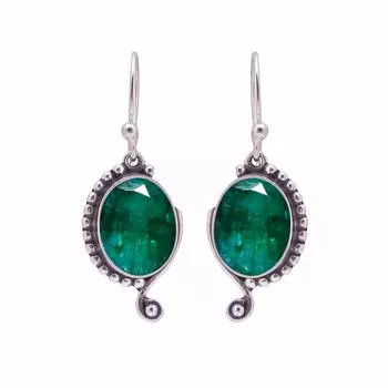 Emerlad - Dyed Quartz 925 Sterling Silver Earring V8921, Green Earring, Oval Earring, Valentin s Day Gift, Gift For Her, Birthday Gift, Handmade Jewel