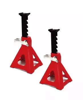 Подставка для автомобильного домкрата Emerson 3T, набор из 2 шт., 6 настроек высоты. Ножки устойчивы как в горизонтальном, так и в вертикальном положении. Поставляется с резиновыми накладками, которые не повреждают ваш автомобиль. красный