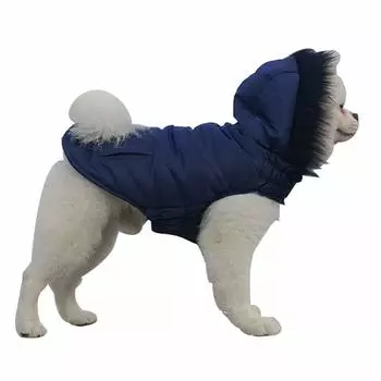 Emfay Dog Clothes Down Cold Winter Dog S Coat, Пальто, Куртка, Защита, Одежда, Одежда, Жилет, С капюшоном, Темно-синий,