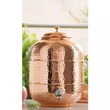 Емкость для воды/дозатор/контейнер/матка/бак из чистой меди с кованым дизайном и латунным краном, для хранения и подачи воды, польза для здоровья, объем - 10 литров
