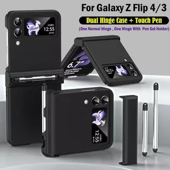 Емкостный чехол для Samsung Galaxy Z Flip 3 4 с двойным шарниром и держателем для сенсорного пера, чехол для Galaxy Z Flip 4 5g, чехол Funda For Galaxy Z Flip 3 жёлтый