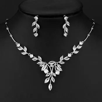 Emmaya элегантный комплект блестящих украшений с кубическим цирконом, модное очаровательное ожерелье и серьги для банкета, нежный подарок на помолвку белого золота