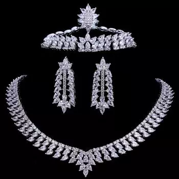 Emmaya Цирконий, свадебное ожерелье, серьги, браслет, кольцо, роскошные хрустальные свадебные ювелирные наборы для подружек невесты 8