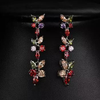 Emmaya модные вечерние блестящие Aaa красочные серьги с цирконием цвета белого золота Цветочные кристаллы ювелирные изделия для женщин свадебный подарок разноцветный