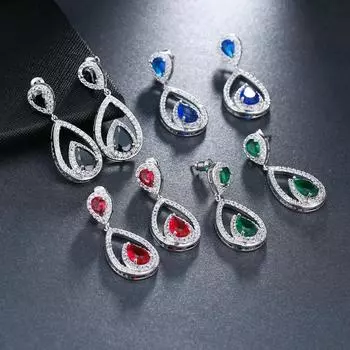 Emmaya, подарок на Новый год, топ с цирконием, павлиний хвост, рождественские большие висячие серьги для женщин, свадебные украшения синий