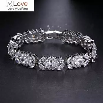 Emmaya Роскошные свадебные украшения Уникальный дизайн AAA + кубический циркон Браслеты и браслеты для невесты для женщин 19CM