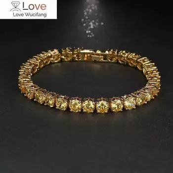 Emmaya Роскошный круглый милый модный браслет с романтическим покрытием из желтого кубического циркония AAA для невесты, свадебные украшения 17CM золотой