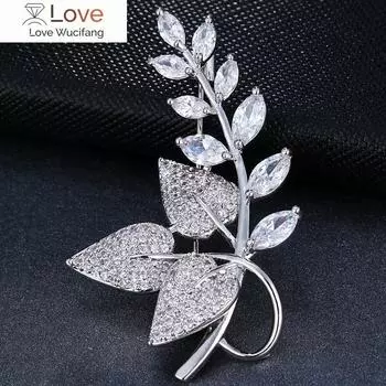 Emmayaleaf Shape Роскошные украшения ручной работы из белого золота/розового золота Aaa с кубическим цирконием Брошь для женщин на свадьбу