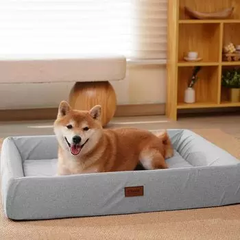 EMME Роскошная уретановая кровать для собак, легко гладкая, для домашних животных, без высоких, для пожилых людей, для нескольких животных, среднего размера, большая серая кровать размера XL, водонепроницаемая,