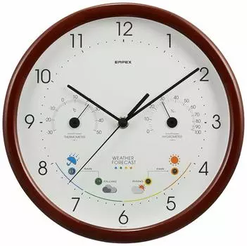 EMPEX Погода Температура и Супер Ясное Небо Прогноз Погоды Для Стены Сделано в Коричневый Измеритель, Гигрометр, EX, Обсерватория, Функция, Монтаж, Япония, коричневый