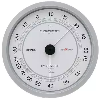 Empex Weather Meter Температура и гигрометр Super EX Температура и гигрометр для настенного монтажа Сделано в Японии Shine Silver EX-2747 16.2x16.2x2.9 см серебряный