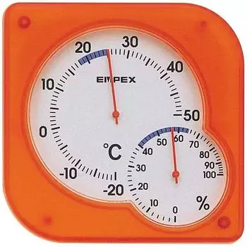 Empex Weather Temperature and Humidity Sucre MIDI Temperature and Humidity Made in Clear Meter, Meter, Meter, Japan, Orange, TM-5604 оранжевый