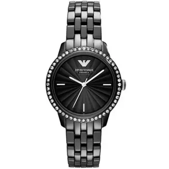 Emporio Armani Ceramica AR1478 Black Stainless Steel Quartz Watch Women s