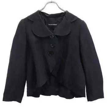 Emporio Armani Linen Blend Jacket 44 black Women Used