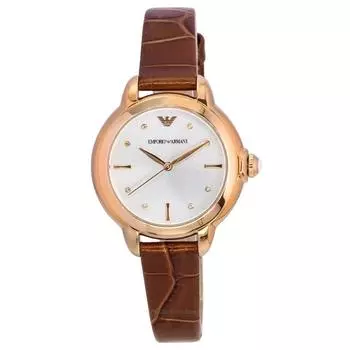 Emporio Armani Mia Brown Leather Strap Silver Dial Quartz AR11525 женские часы