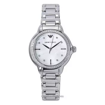 Emporio Armani Нержавеющая сталь Перламутровый циферблат Кварцевые женские часы AR11596 мать жемчужного