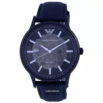 Emporio Armani Skeleton Leather Black Dial автоматические мужские часы AR60042