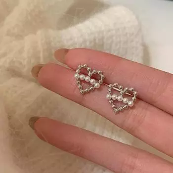 Пустые металлические жемчужные серьги-гвоздики Love, женский дизайн, сладкие и милые, нежные, модные, темпераментные, универсальные серьги