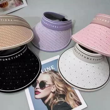 Empty top hat point drill summer women s sun hat topless sun protection large brim adjustable sun hat 2024 new бежевый