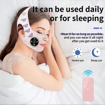 Ems Head Massage Usb-зарядка для лица Ремень для похудения Глубокий массаж Лифтинг Уменьшение двойного подбородка Подтяжка щек Тонкая маска для лица Инструменты pink-Normal розовый