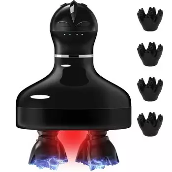 EMS Head Spa электрическая щетка для кожи головы Эстетический уход за кожей головы Яркий красный светодиод IPX7 Водонепроницаемый 3D-вибрационный беспроводной косметический прибор Эргономичный