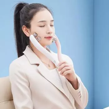 EMS микротоковый ролик для обновления кожи, уточнения контуров, V-Face, укрепляющий массажер для красоты, устройство для похудения лица розовый